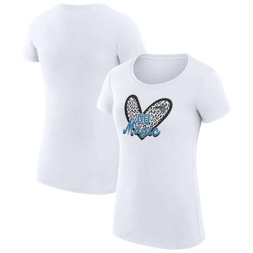 Orlando Magic G-III 4Her by Carl Banks Women's Super-Slim Fit Lightweight Leopard Heart T-Shirt White