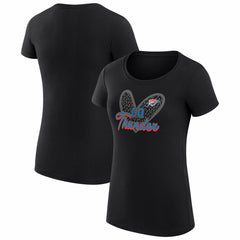Oklahoma City Thunder G-III 4Her by Carl Banks Women's Super-Slim Fit Lightweight Leopard Heart T-Shirt Black