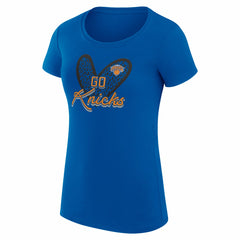 New York Knicks G-III 4Her by Carl Banks Women's Super-Slim Fit Lightweight Leopard Heart T-Shirt Blue