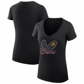 Phoenix Suns G-III 4Her by Carl Banks Women's Super-Slim Fit Lightweight Leopard Heart V-Neck T-Shirt Black