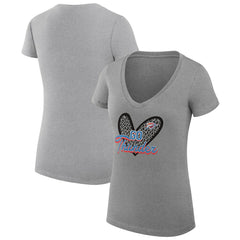 Oklahoma City Thunder G-III 4Her by Carl Banks Women's Super-Slim Fit Lightweight Leopard Heart V-Neck T-Shirt Heather Gray