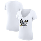 Indiana Pacers G-III 4Her by Carl Banks Women's Super-Slim Fit Lightweight Leopard Heart V-Neck T-Shirt White