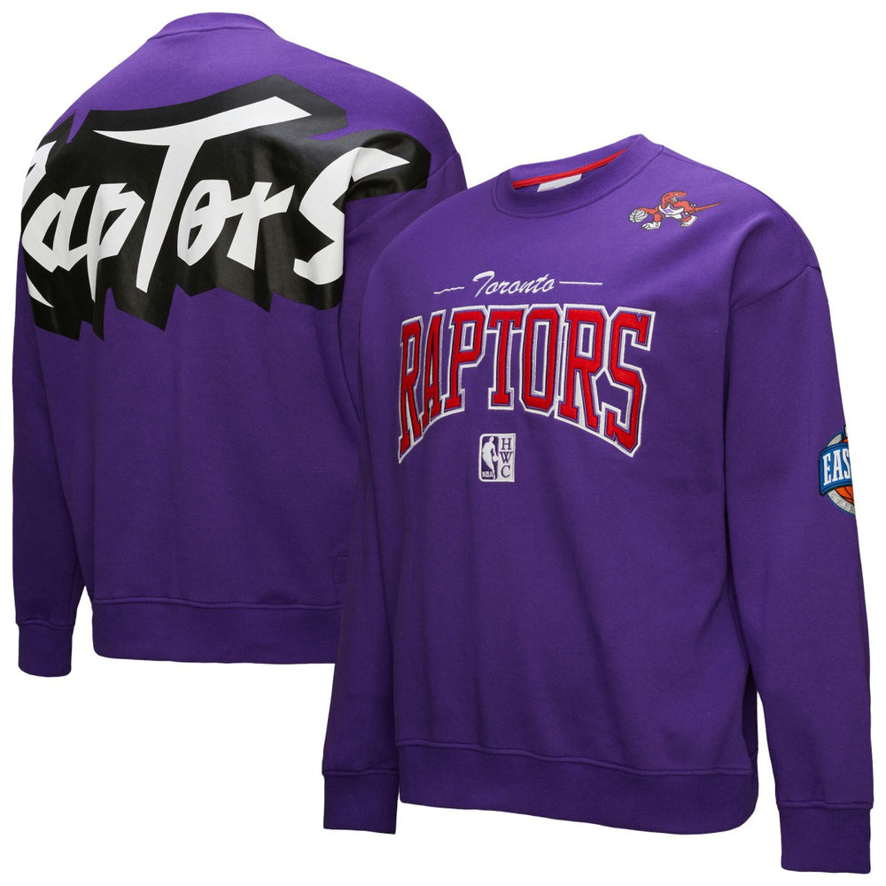 Mitchell & Ness Toronto Raptors Hardwood Classics There & Back 2.0 Vintage Pullover Sweatshirt Purple