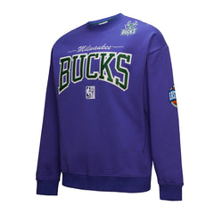 Mitchell & Ness Milwaukee Bucks Hardwood Classics There & Back 2.0 Vintage Pullover Sweatshirt Purple