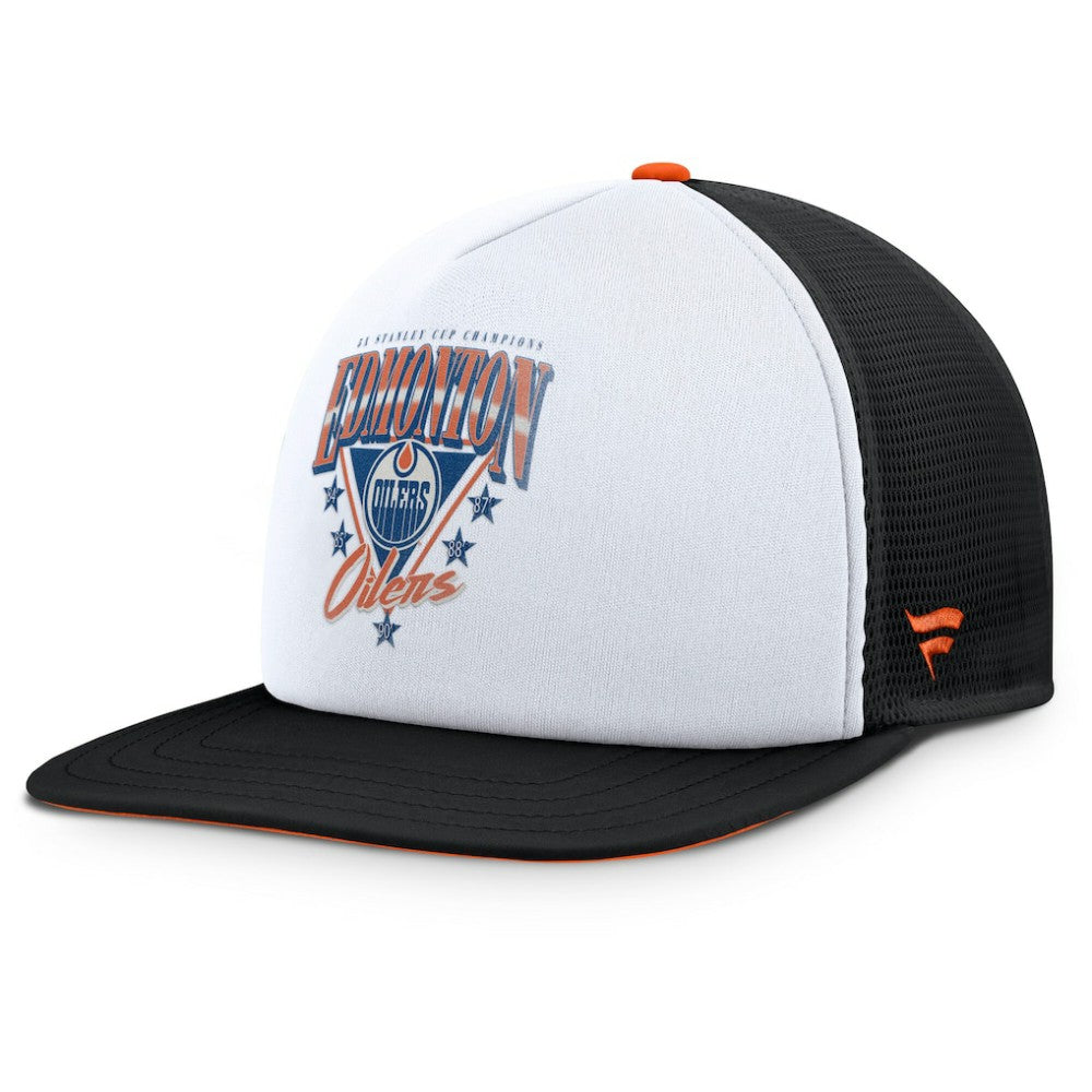 Edmonton Oilers Fanatics Decades Collection Foam Front Snapback Hat - White/Black | Fanatics Lifestyle