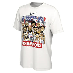 Nike USA Men's Basketball Unisex 2024 Summer Olympics Gold Medal Team Caricature T-Shirt White