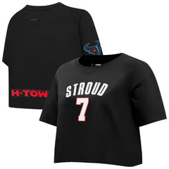 C.J. Stroud Houston Texans Pro Standard Women's Player Name & Number Cropped Boxy T-Shirt - Black - NFL