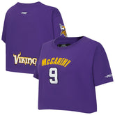 J.J. McCarthy Minnesota Vikings Pro Standard Women's Player Name & Number Cropped Boxy T-Shirt - Purple - NFL