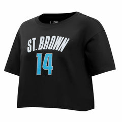 Amon-Ra St. Brown Detroit Lions Pro Standard Women's Player Name & Number Cropped Boxy T-Shirt - Black - NFL