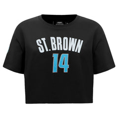Amon-Ra St. Brown Detroit Lions Pro Standard Women's Player Name & Number Cropped Boxy T-Shirt - Black - NFL