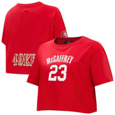 Christian McCaffrey San Francisco 49ers Pro Standard Women's Player Name & Number Cropped Boxy T-Shirt - Scarlet - NFL