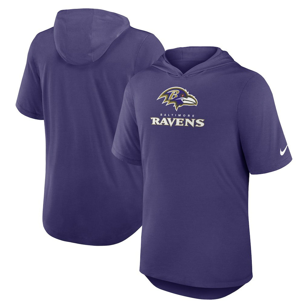 Baltimore Ravens Lockup Tri-Blend Hoodie T-Shirt - Purple - Nike