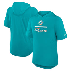 Miami Dolphins Lockup Tri-Blend Hoodie T-Shirt - Aqua - Nike