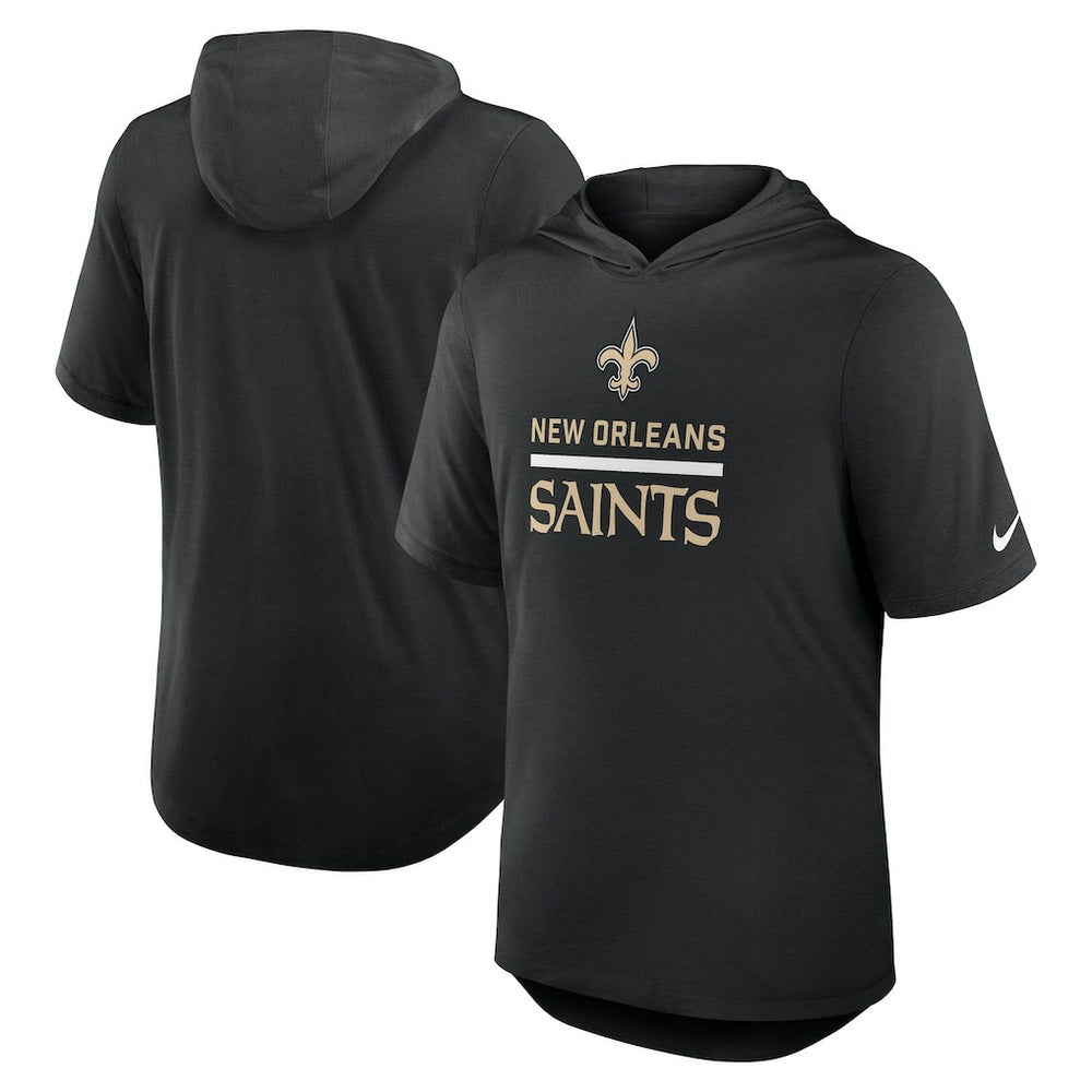 New Orleans Saints Lockup Tri-Blend Hoodie T-Shirt - Black - Nike