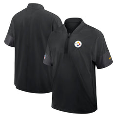 Pittsburgh Steelers Sideline Short Sleeve Quarter-Zip Dri-FIT Coach Jacket - Black - Nike
