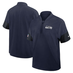 Seattle Seahawks Sideline Short Sleeve Quarter-Zip Dri-FIT Coach Jacket - College Navy - Nike