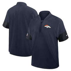 Denver Broncos Sideline Short Sleeve Quarter-Zip Dri-FIT Coach Jacket - Navy - Nike