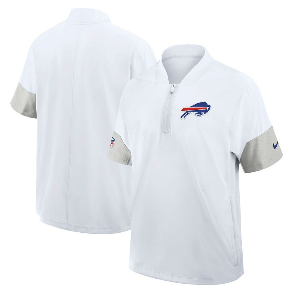 Buffalo Bills Sideline Short Sleeve Quarter-Zip Dri-FIT Coach Jacket - White - Nike