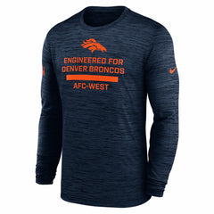 Denver Broncos Sideline Velocity Performance Long Sleeve T-Shirt - Navy - Nike
