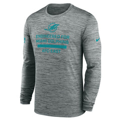Miami Dolphins Sideline Velocity Performance Long Sleeve T-Shirt - Gray - Nike