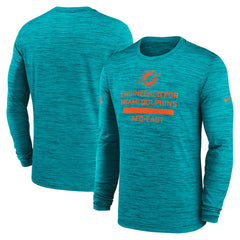 Miami Dolphins Sideline Velocity Performance Long Sleeve T-Shirt - Aqua - Nike
