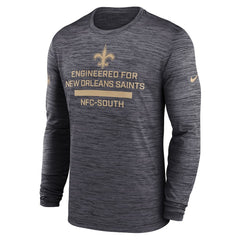 New Orleans Saints Sideline Velocity Performance Long Sleeve T-Shirt - Black - Nike
