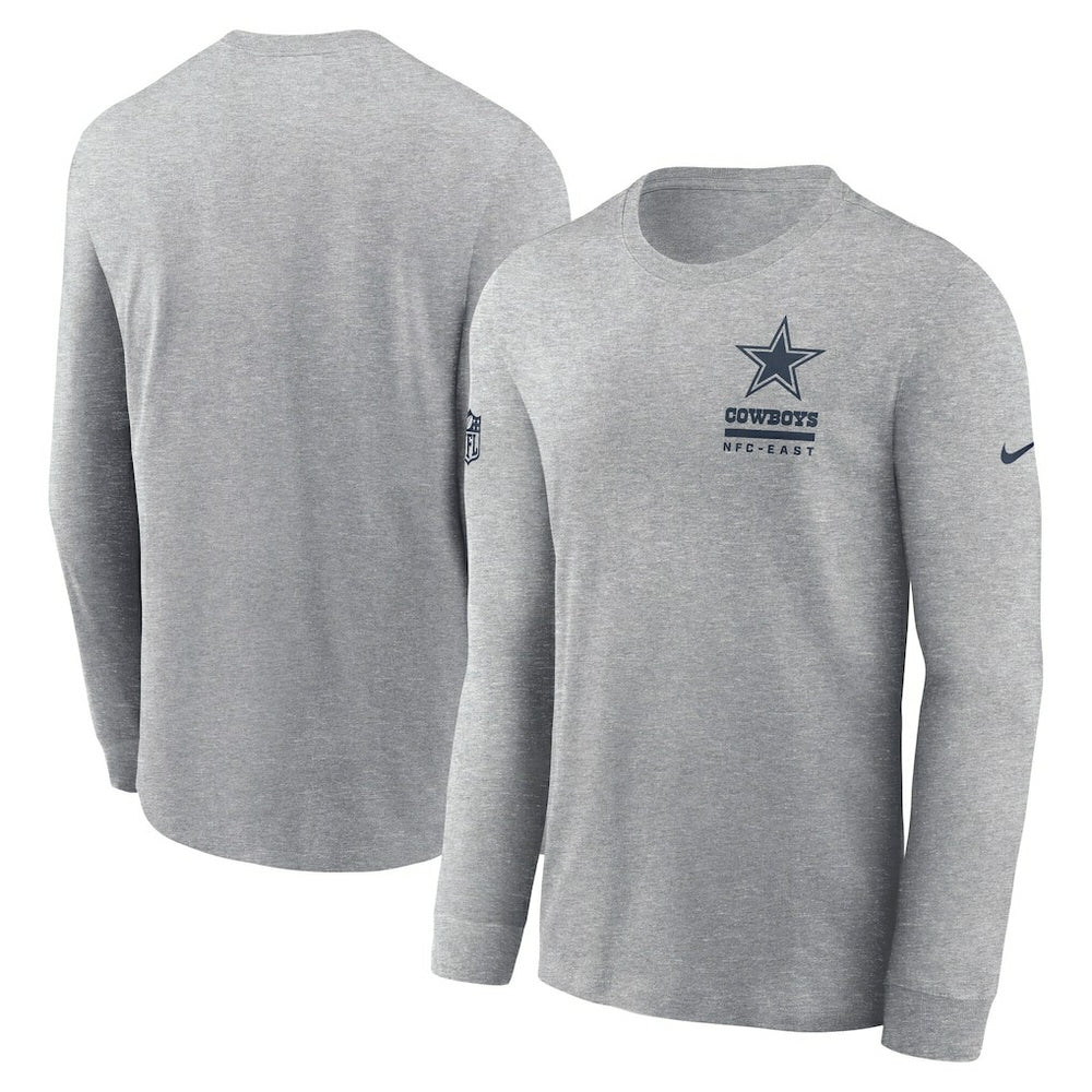 Dallas Cowboys Sideline Dri-FIT Long Sleeve T-Shirt - Heather Gray - Nike