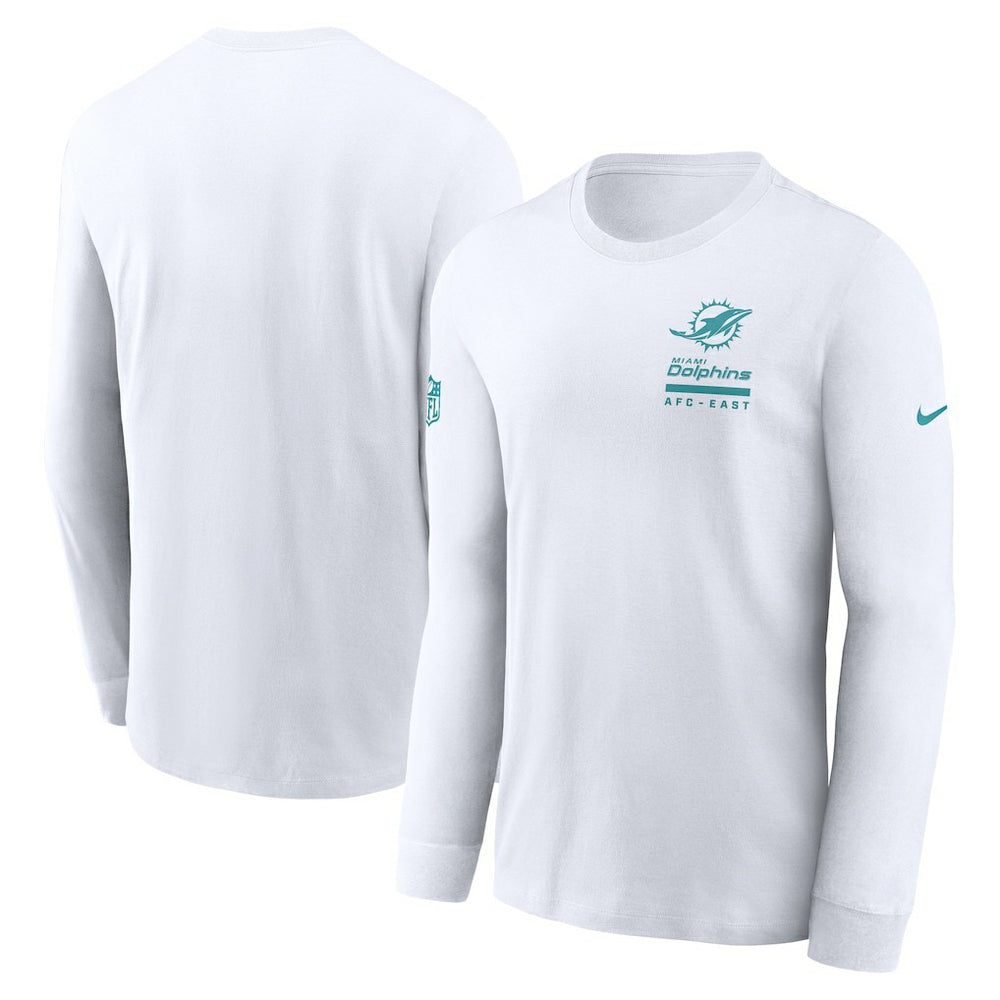 Miami Dolphins Sideline Dri-FIT Long Sleeve T-Shirt - White - Nike