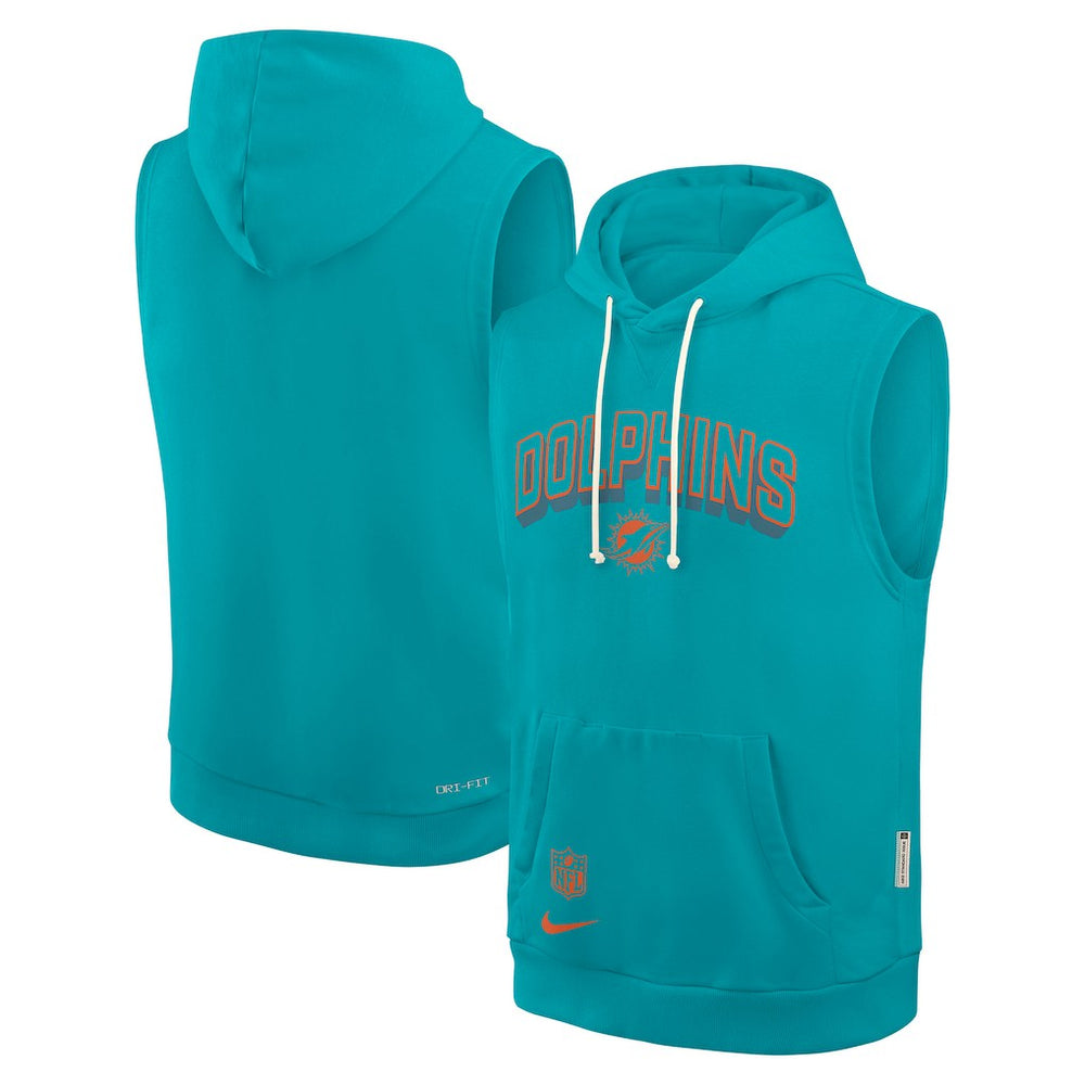 Miami Dolphins Sideline Standard Issue Dri-FIT Sleeveless Hoodie - Aqua - Nike