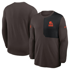 Cleveland Browns Sideline Coach UV Dri-FIT Long Sleeve Shirt - Brown - Nike