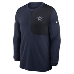 Dallas Cowboys Sideline Coach UV Dri-FIT Long Sleeve Shirt - Navy - Nike