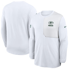 Green Bay Packers Sideline Coach UV Dri-FIT Long Sleeve Shirt - White - Nike