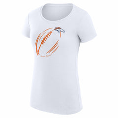 Denver Broncos G-III 4Her by Carl Banks Women's Super-Slim Fit Lightweight Subtle Football T-Shirt - White - NFL