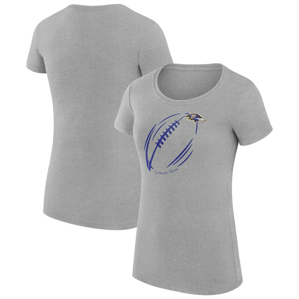 Baltimore Ravens G-III 4Her by Carl Banks Women's Super-Slim Fit Lightweight Subtle Football T-Shirt - Heather Gray - NFL