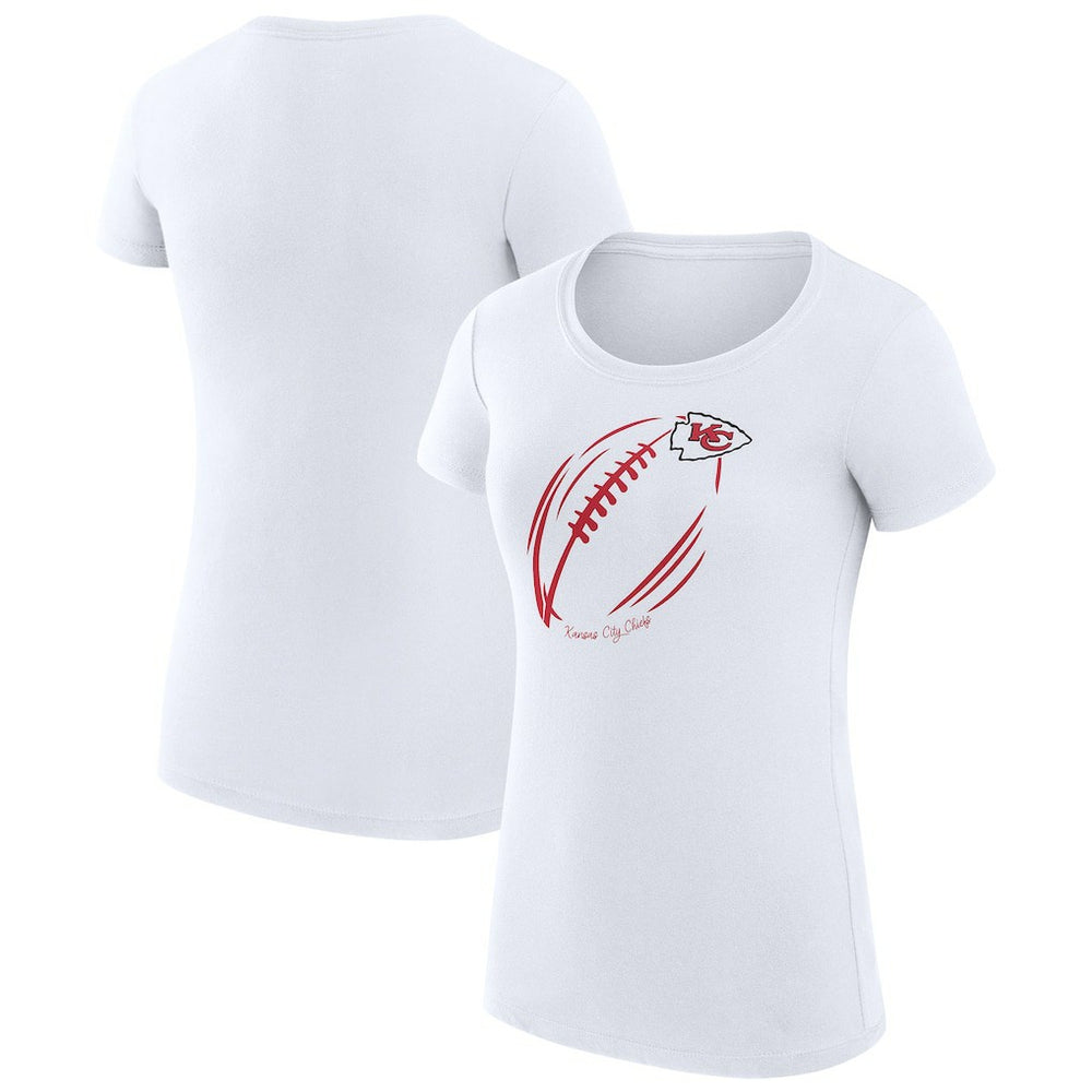 Kansas City Chiefs G-III 4Her by Carl Banks Women's Super-Slim Fit Lightweight Subtle Football T-Shirt - White - NFL
