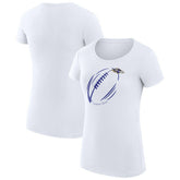 Baltimore Ravens G-III 4Her by Carl Banks Women's Super-Slim Fit Lightweight Subtle Football T-Shirt - White - NFL