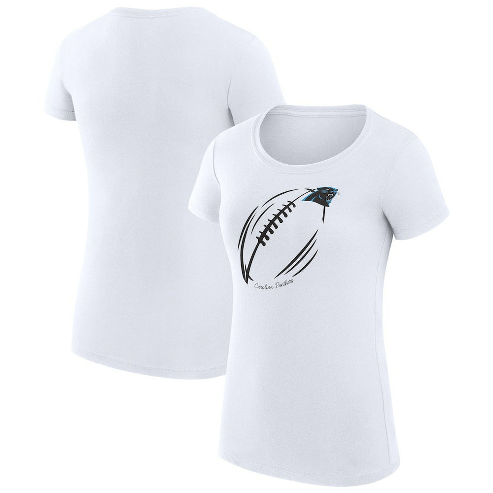 Carolina Panthers G-III 4Her by Carl Banks Women's Super-Slim Fit Lightweight Subtle Football T-Shirt - White - NFL