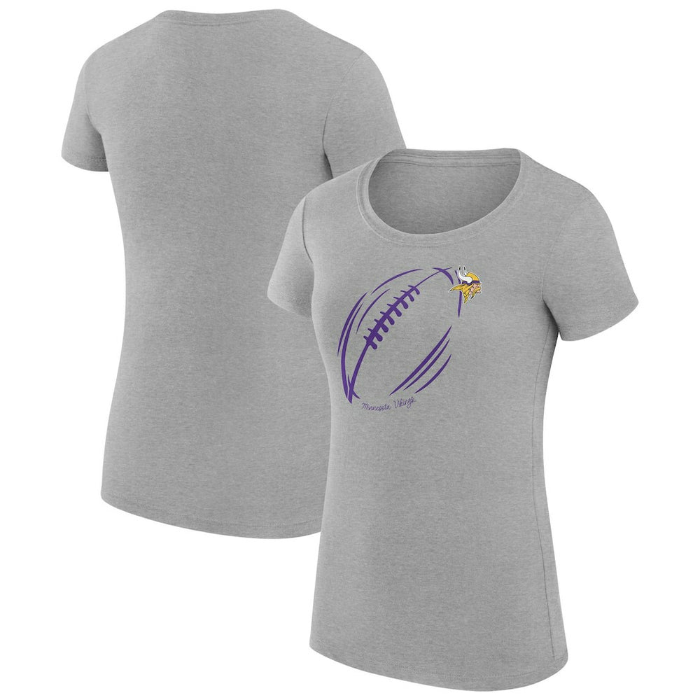 Minnesota Vikings G-III 4Her by Carl Banks Women's Super-Slim Fit Lightweight Subtle Football T-Shirt - Heather Gray - NFL