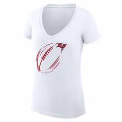 Tampa Bay Buccaneers G-III 4Her by Carl Banks Women's Super-Slim Fit Lightweight Subtle Football V-Neck T-Shirt - White - NFL