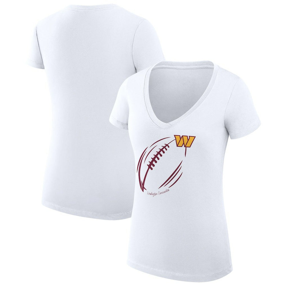 Washington Commanders G-III 4Her by Carl Banks Women's Super-Slim Fit Lightweight Subtle Football V-Neck T-Shirt - White - NFL
