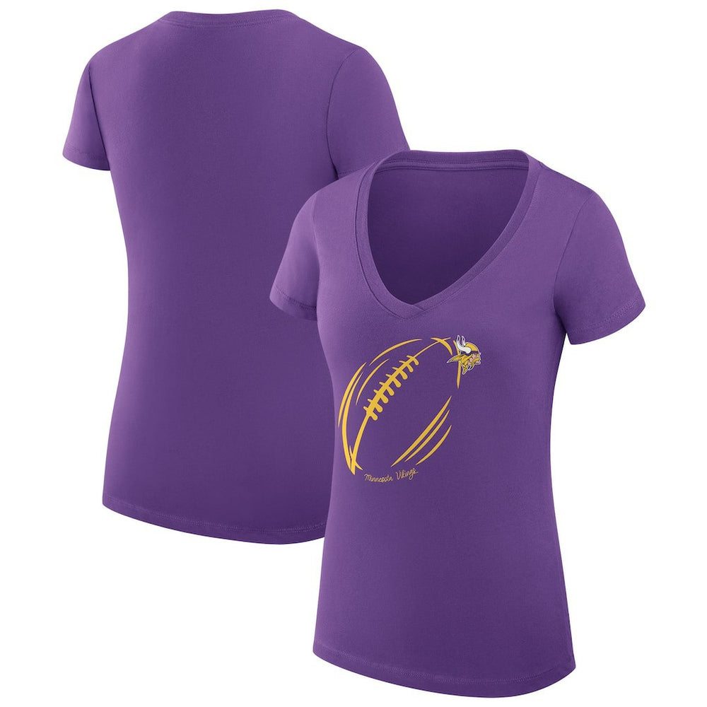 Minnesota Vikings G-III 4Her by Carl Banks Women's Super-Slim Fit Lightweight Subtle Football V-Neck T-Shirt - Purple - NFL