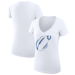 Indianapolis Colts G-III 4Her by Carl Banks Women's Super-Slim Fit Lightweight Subtle Football V-Neck T-Shirt - White - NFL