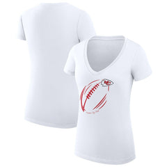 Kansas City Chiefs G-III 4Her by Carl Banks Women's Super-Slim Fit Lightweight Subtle Football V-Neck T-Shirt - White - NFL