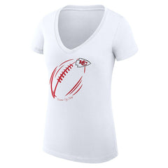 Kansas City Chiefs G-III 4Her by Carl Banks Women's Super-Slim Fit Lightweight Subtle Football V-Neck T-Shirt - White - NFL