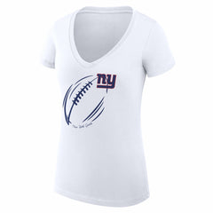 New York Giants G-III 4Her by Carl Banks Women's Super-Slim Fit Lightweight Subtle Football V-Neck T-Shirt - White - NFL