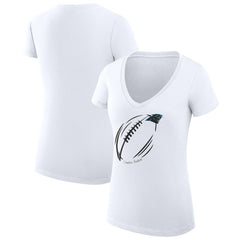 Carolina Panthers G-III 4Her by Carl Banks Women's Super-Slim Fit Lightweight Subtle Football V-Neck T-Shirt - White - NFL
