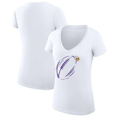 Minnesota Vikings G-III 4Her by Carl Banks Women's Super-Slim Fit Lightweight Subtle Football V-Neck T-Shirt - White - NFL