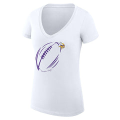 Minnesota Vikings G-III 4Her by Carl Banks Women's Super-Slim Fit Lightweight Subtle Football V-Neck T-Shirt - White - NFL