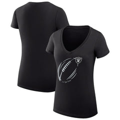 Las Vegas Raiders G-III 4Her by Carl Banks Women's Super-Slim Fit Lightweight Subtle Football V-Neck T-Shirt - Black - NFL