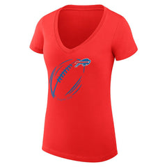 Buffalo Bills G-III 4Her by Carl Banks Women's Super-Slim Fit Lightweight Subtle Football V-Neck T-Shirt - Red - NFL